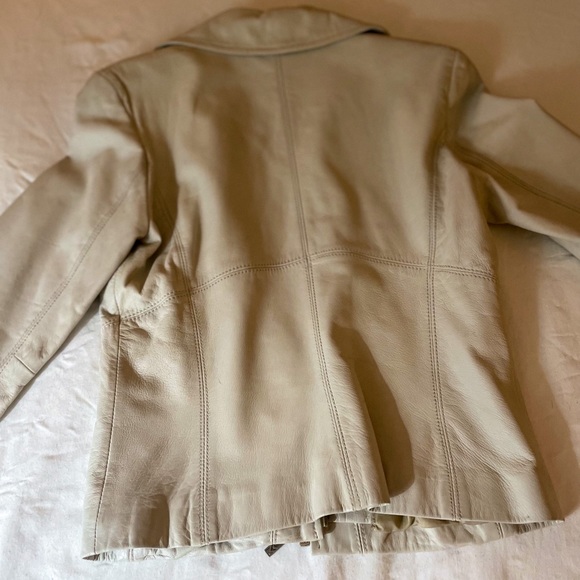 Vintage Kenneth Cole White Leather Motorcycle Jacket - Picture 8 of 8